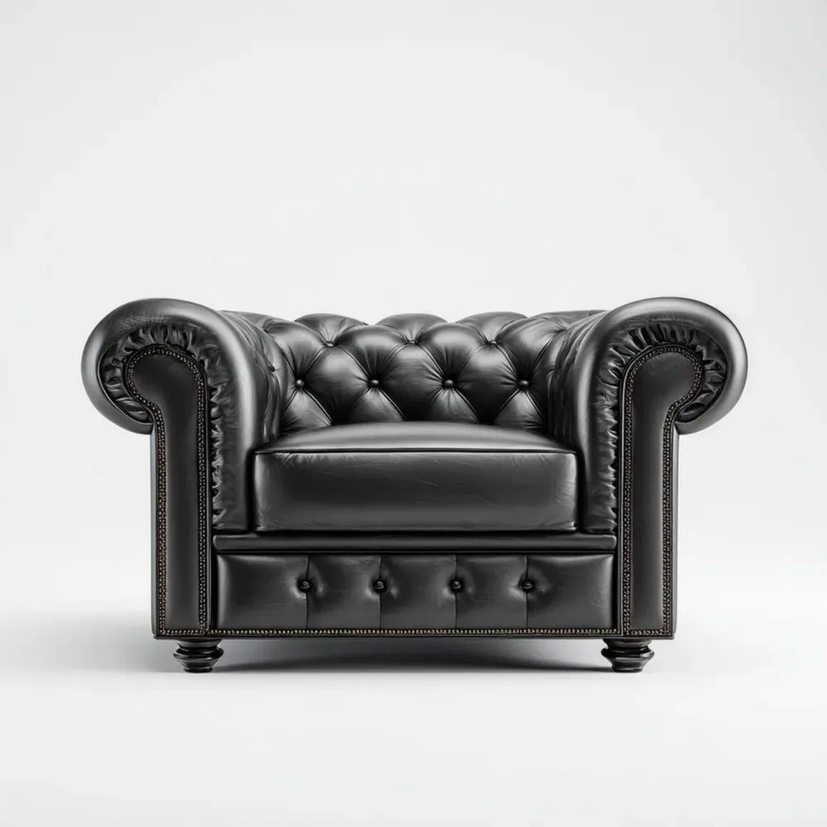 Fotel, Chesterfield Simplifotel czarny w PU Simplithetic skór, 110 x 90 x 78 cm