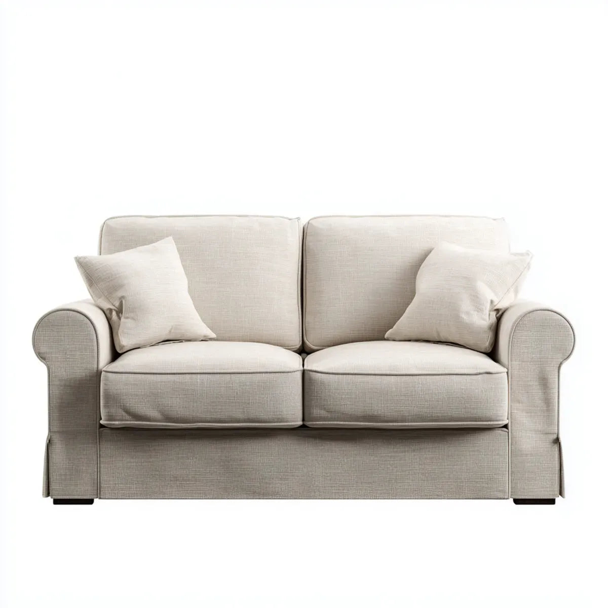 Sofa 2 beżowe poliestrowe fotele z zaokrąglonymi podłokietnikami 165 x 90 x 88 cm
