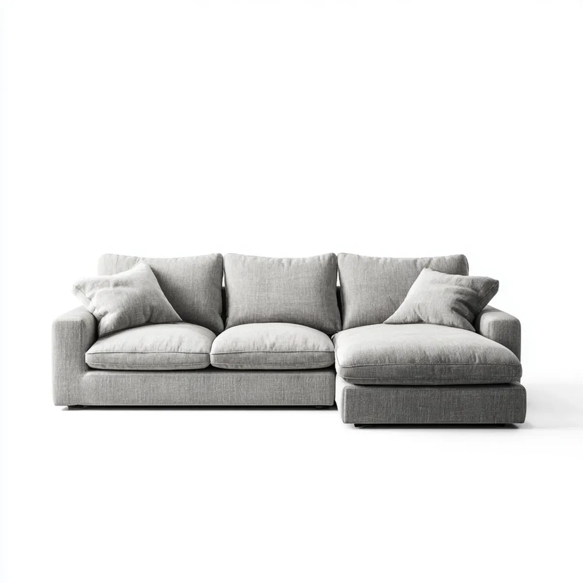 Sofa, Kanapa narożna z tapicerką poliestrową szezlongiem Szara 270 x 165 x 85 cm