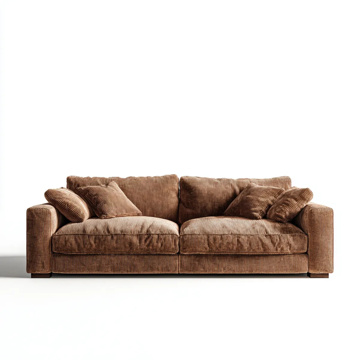 Sofa 3 brązowa aksamitna, aksamitna sofa z prostokątnym poliestrem 220 x 95 x 85 cm