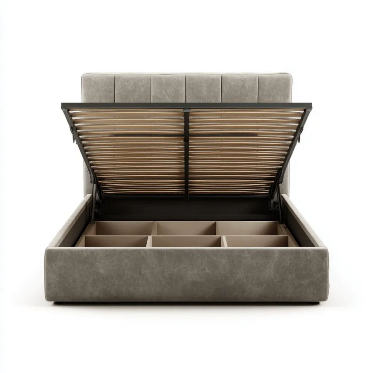 Łóżko z pojemnikiem, Poliester Bed Biustonosz 160 x 200 cm Biustonosz szary z płytką