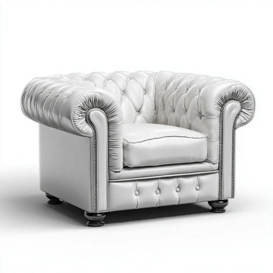 Fotel, Chesterfield fotel biało w PU syntetyczne skóry, 115 x 90 x 75 cm