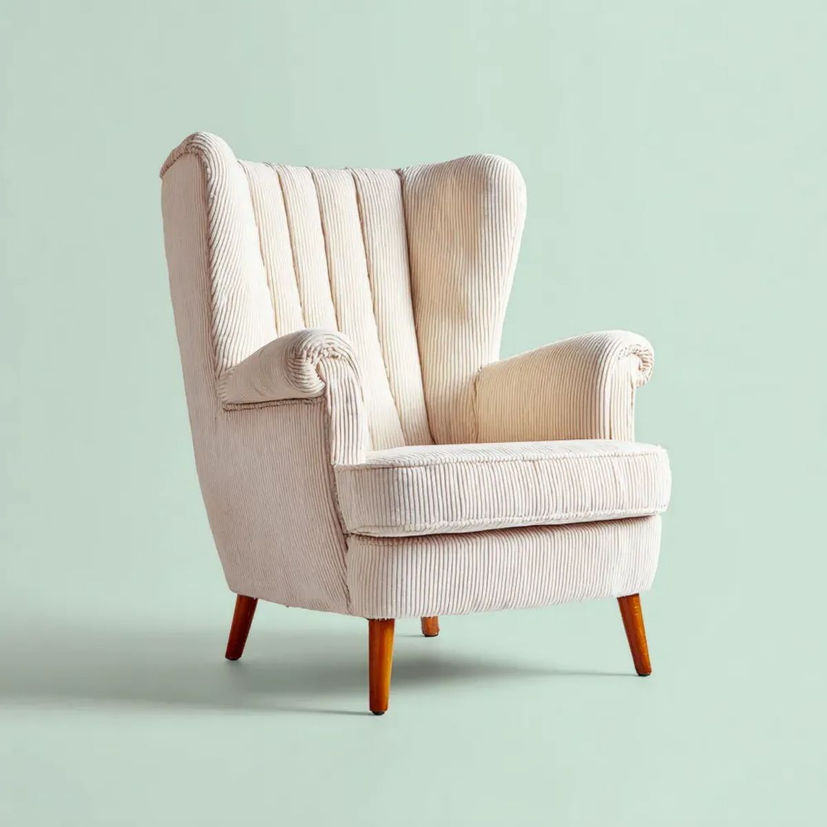 Fotel, Creamed Betonvelvet Betonvelt Betonvet bawełniany fotel z drewnianymi nóżkami 80 x 85 x 105 cm