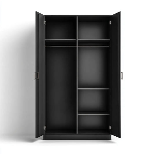 Szafa, Koszulka na drzwi uchylne czarny 100 x 50 x 200 cm z MDF z warstwą melaminową prostokątną