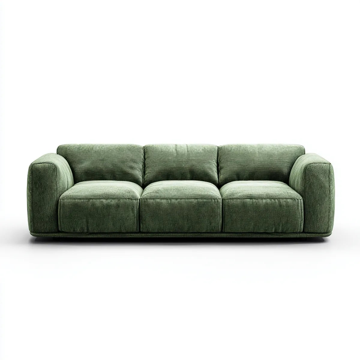 Sofa 3 Fotele Zielony Sage 220 x 95 x 85 cm w aksamicie z prostokątnym poliestrowym żebrem