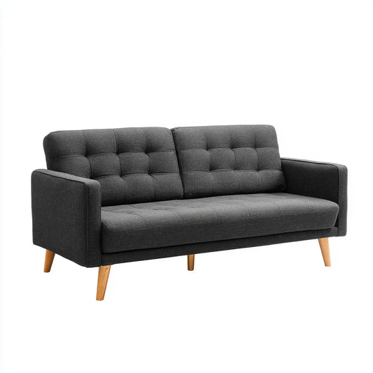Sofa 3 miejsca ciemnoszary 190 x 82 x 85 cm w prostokątnym kształcie poliestru