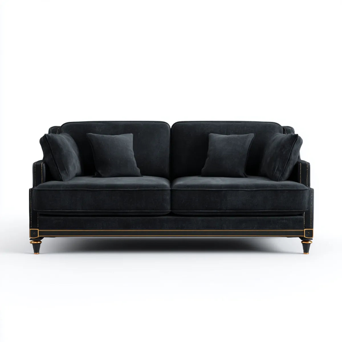 Sofa, 2-fotelik czarny prostokątna poliestrowy aksamitny sofa 180 x 90 x 85 cm