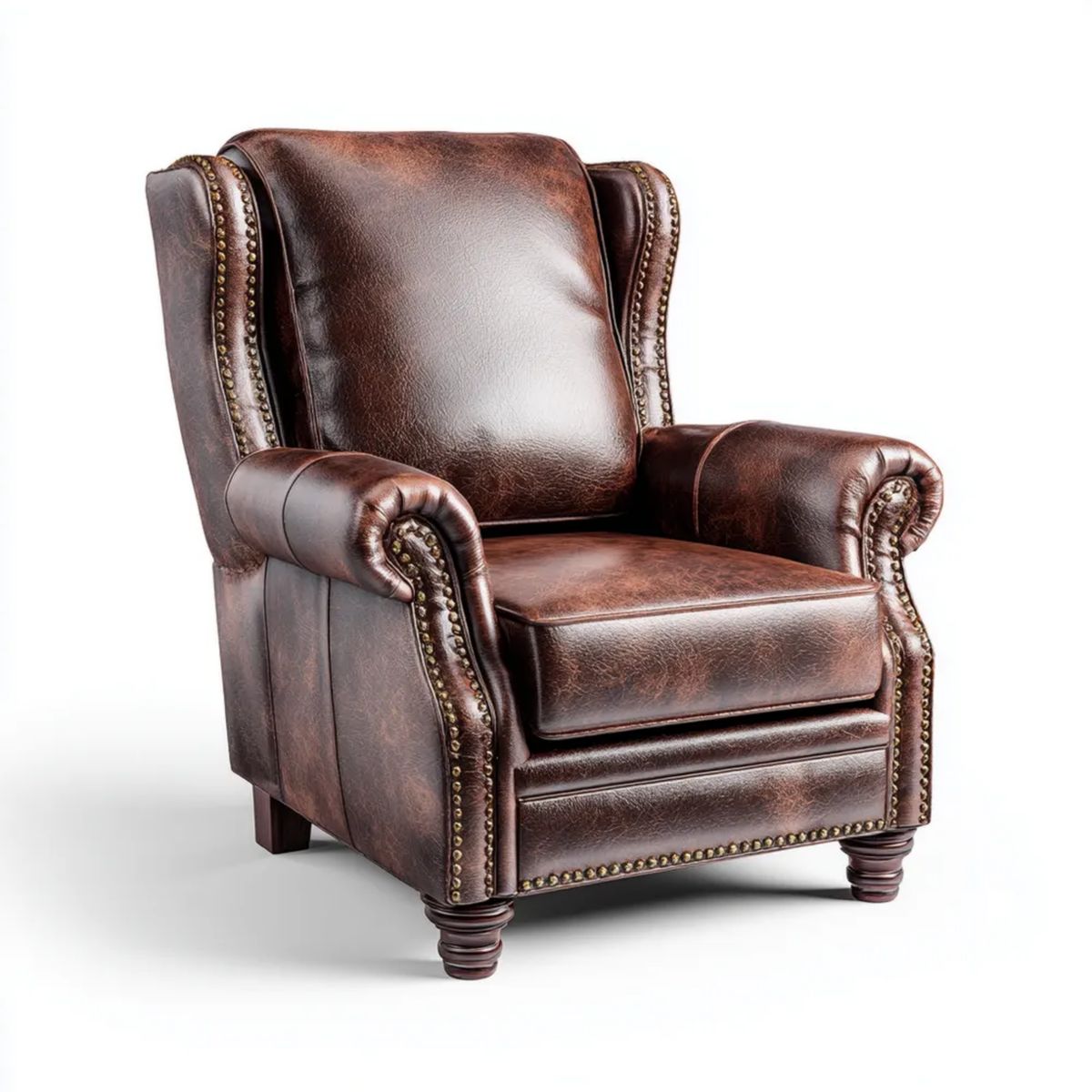 Fotel, Ciemny brązowy fotel klubowy ze skóry syntetycznej PU 88 x 90 x 102 cm z