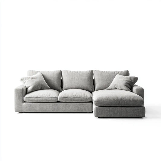 Sofa, Kanapa narożna z tapicerką poliestrową szezlongiem Szara 270 x 165 x 85 cm