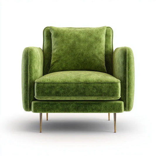 Fotel, Salon w Salonville, zielony Bal oliwny z metalową nóżkami, 80 x 85 x 90 cm