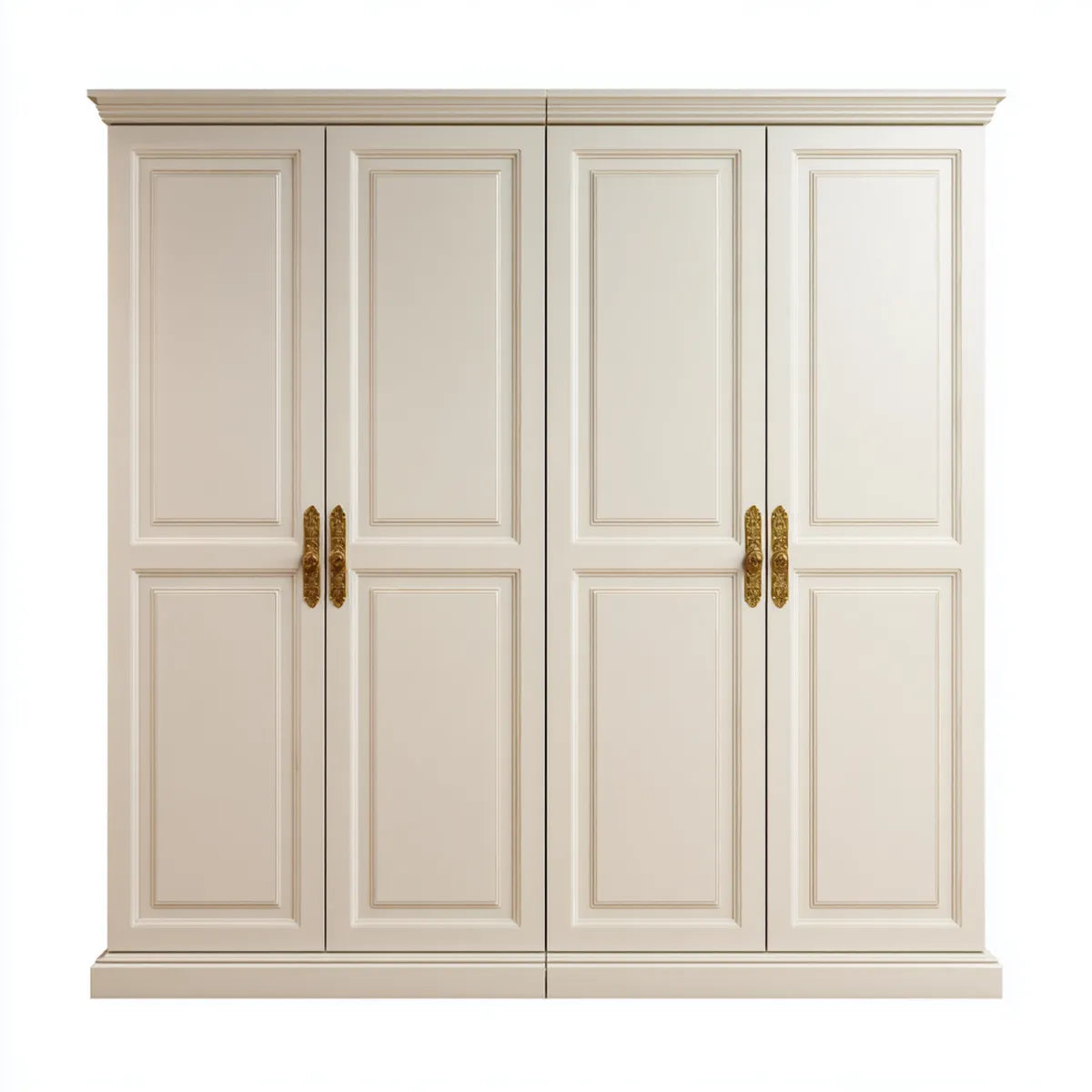Szafa 4-drzwiowa Złoto z kości słoniowej 200 x 60 x 220 cm prostokątna MDF