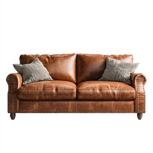 Sofa 2 brązowe fotele koniak ze skóry syntetycznej PU 160 x 90 x 85 cm prostokątne