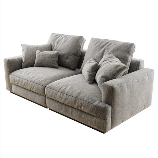 Sofa 2 miejsca szary aksamit z prostokątnymi żebrami poliestrowymi 200 x 100 x 90 cm