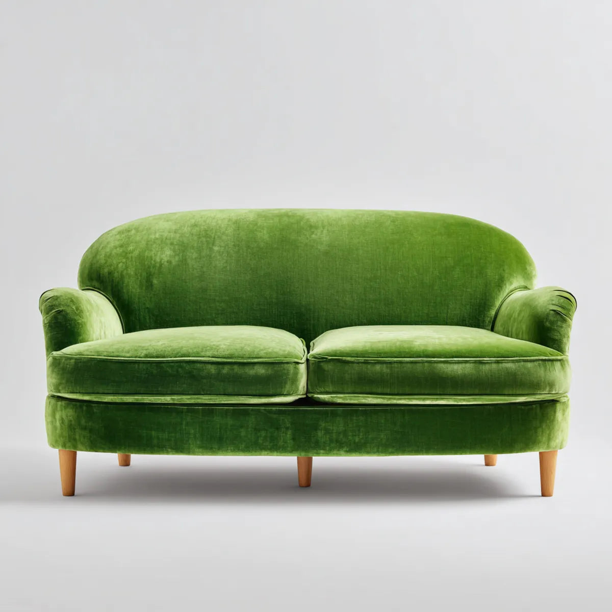 Sofa 2 miejsca zielone w aksamicie poliestrowym z litymi nogami z drewna 160 x 85 x 82 cm