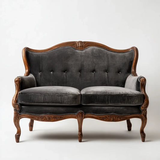 Sofa 2 ciemnoszare miejsca 180 x 85 x 112 cm w aksamicie poliestrowym i buku w kształcie litym