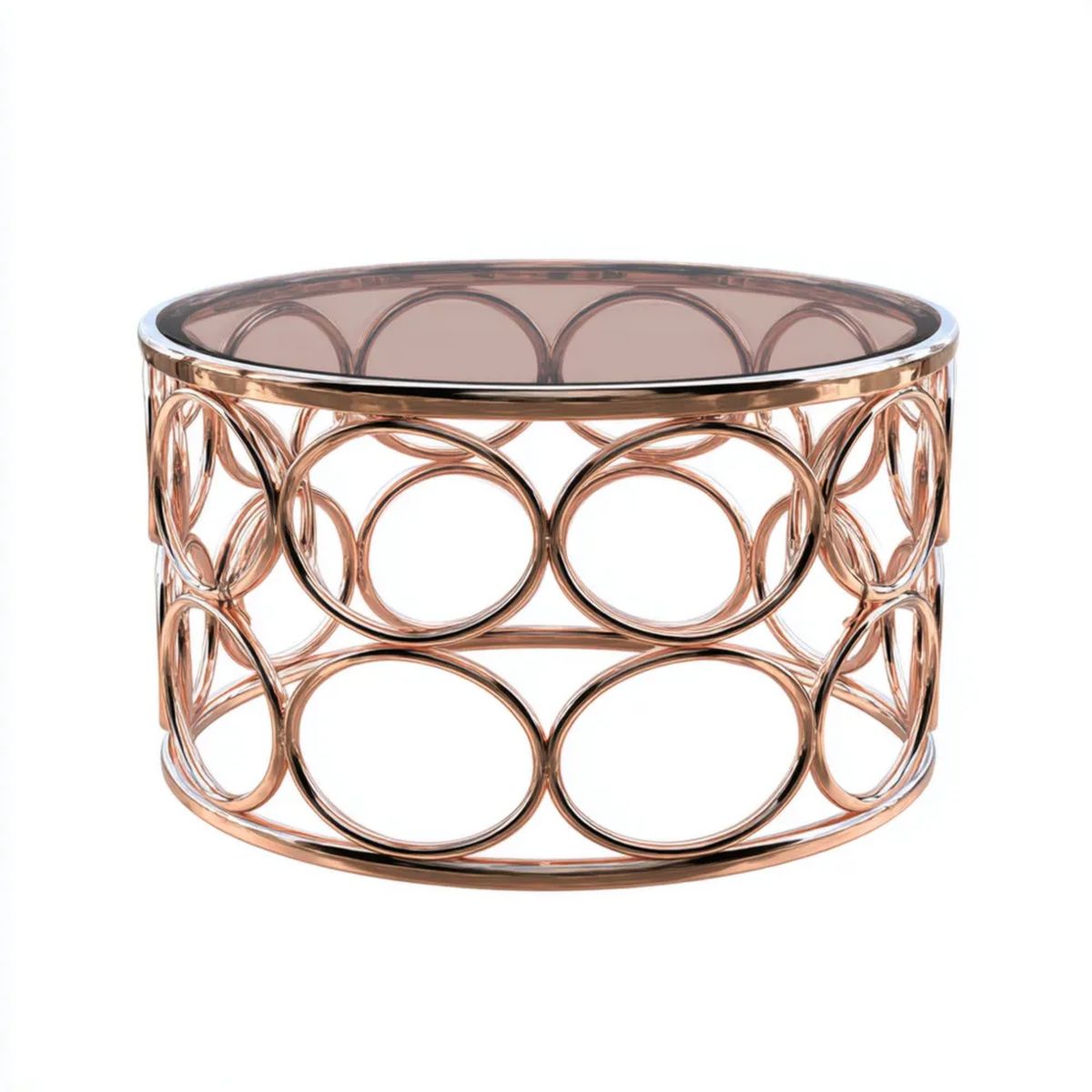 Stolik kawowy, Okrągły stół Ibergold Iberrope Stal i Iberroomed Smarked Iberglass Ø 80 x 45 cm