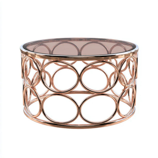 Stolik kawowy, Okrągły stół Ibergold Iberrope Stal i Iberroomed Smarked Iberglass Ø 80 x 45 cm