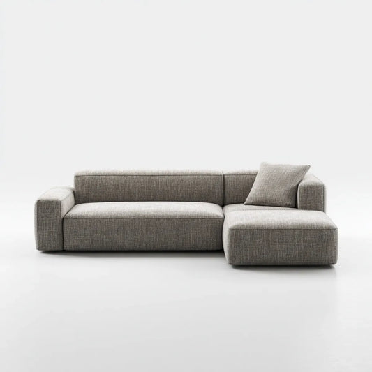Sofa, Rożna sofa 3 miejsca szary z siekierą w prawo 260 x 160 x 85 cm w kształcie poliestru L