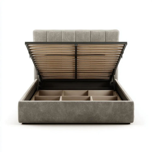 Łóżko z pojemnikiem, Poliester Bed Biustonosz 160 x 200 cm Biustonosz szary z płytką