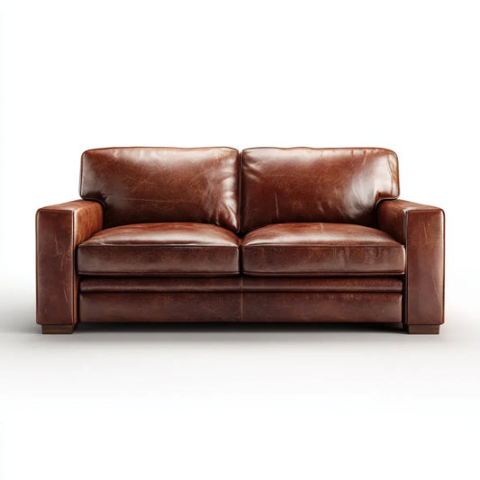 Sofa 2 brązowe fotele 170 x 85 x 82 cm w syntetycznej, prostokątnej skórze PU