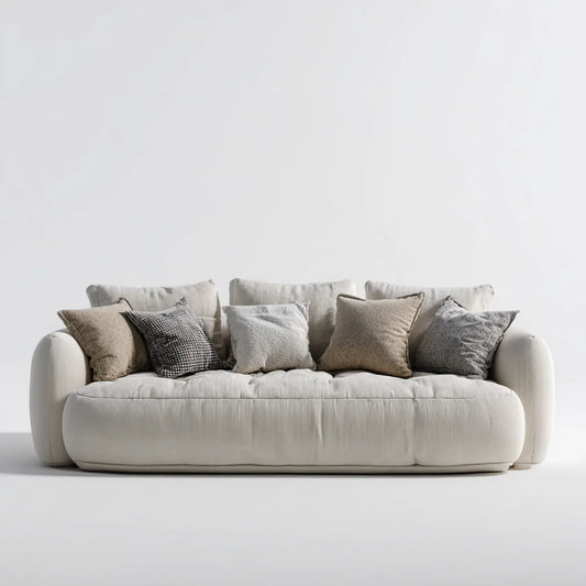 Sofa, 3 fotela z poliestrowymi półkami z żebrowanymi podpórkami 230 x 100 x 78 cm